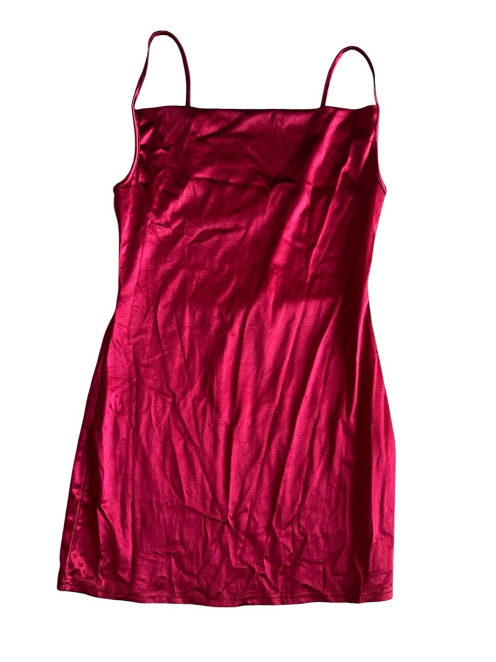Satin Slip Dress - Wine Red Spaghetti Strap Size Small